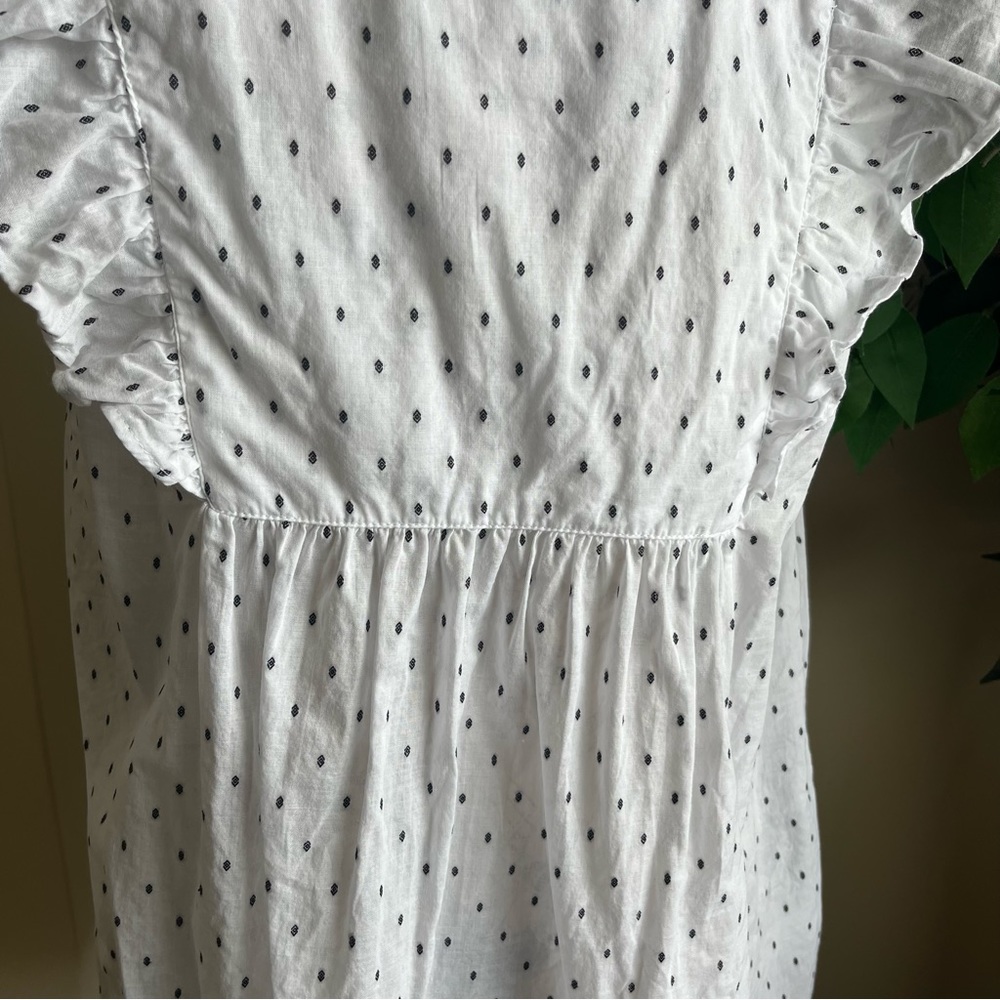 Loft Embroidered Floral Dot Ruffle Sleeveless Top White Sz S - Picture 13 of 16